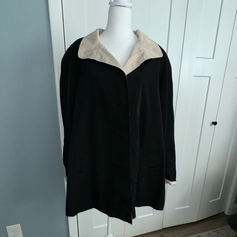 Vintage Forecaster Black Button Up Lightweight Jacket with Tan Interior Large